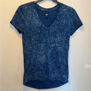 adidas Women's Navy Blue Speckled V-Neck Tee small